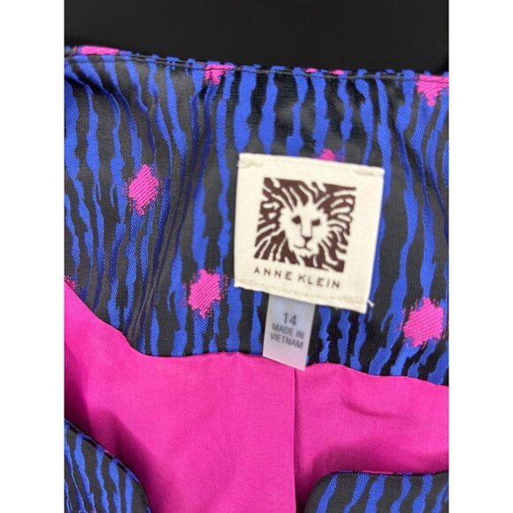 ANNE KLEIN NEW Dahlia Cropped Pant Suit Women 14 Royal Pink Animal $228 retail - Picture 6 of 13
